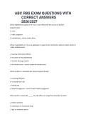 ABC RBS EXAM QUESTIONS WITH&NewLine;CORRECT ANSWERS&NewLine;2026&sol;2027