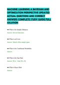 MACHINE LEARNING A BAYESIAN AND&NewLine;OPTIMIZATION PERSPECTIVE UPDATED&NewLine;ACTUAL QUESTIONS AND CORRECT&NewLine;ANSWERS COMPLETE STUDY GUIDE FULL&NewLine;SOLUTION