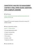 QUANTITATIVE ANALYSIS FOR MANAGEMENT&NewLine;CHAPTER 15 FINAL PAPER SOLVED QUESTIONS&NewLine;WITH COMPLETE ANSWERS&NewLine;