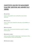 QUANTITATIVE ANALYSIS FOR MANAGEMENT&NewLine;EXAM PREP QUESTIONS AND ANSWERS FULLY&NewLine;VERIFIED