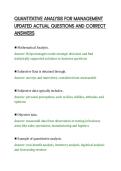 QUANTITATIVE ANALYSIS FOR MANAGEMENT&NewLine;UPDATED ACTUAL QUESTIONS AND CORRECT&NewLine;ANSWERS&NewLine;