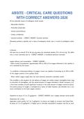 ABSITE - CRITICAL CARE QUESTIONS&NewLine;WITH CORRECT ANSWERS 2026