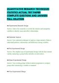 QUANTITATIVE RESEARCH TECHNIQUES&NewLine;STATISTICS ACTUAL TEST PAPER&NewLine;COMPLETE QUESTIONS AND ANSWERS&NewLine;FULL SOLUTION&NewLine;