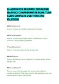 QUANTITATIVE RESEARCH TECHNIQUES&NewLine;STATISTICS COMPREHENSIVE EXAM STUDY&NewLine;GUIDE COMPLETE QUESTIONS AND&NewLine;SOLUTIONS&NewLine;