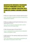 QUANTITATIVE RESEARCH TECHNIQUES&NewLine;STATISTICS PEREGRINE ACTUAL TEST&NewLine;PAPER 2026 VERIFIED QUESTIONS WITH&NewLine;COMPLETE CORRECT ANSWERS GRADED&NewLine;A&plus;