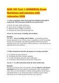 NUR 185 Test 1 &lpar;HONDROS&rpar; Exam Questions and answers with rationales 2026 
