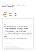 NUR 170 EXAM 1 QUESTIONS WITH ACCURATE VERIFIED ANSWERS