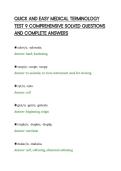 QUICK AND EASY MEDICAL TERMINOLOGY&NewLine;TEST 9 COMPREHENSIVE SOLVED QUESTIONS&NewLine;AND COMPLETE ANSWERS