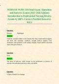 NURS 110 Final Exam Questions and Answers &lpar;Latest 2025-2026 Update&rpar; Introduction to Professional