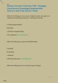 Western Governors University C838 - Managing Cloud Security Examination QuestionsWith Answers 