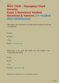 WGU C838 Managing Cloud Security Exam 1 Questions Verified Questions Answers&period;