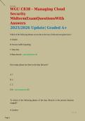 WGU C838 - Managing Cloud Security Midterm Exam Questions With Answers&period;