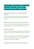 MANAGERIAL ECONOMICS AND BUSINESS&NewLine;STRATEGY UPDATED ACTUAL EXAM&NewLine;QUESTIONS AND CORRECT ANSWERS