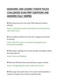 MANAGING AND LEADING TODAYS POLICE&NewLine;CHALLENGES EXAM PREP QUESTIONS AND&NewLine;ANSWERS FULLY VERIFIED&NewLine;