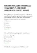 MANAGING AND LEADING TODAYS POLICE&NewLine;CHALLENGES FINAL PAPER SOLVED&NewLine;QUESTIONS WITH COMPLETE ANSWERS