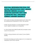 BLUE SEAL REFRIGERATION FINAL TEST&NewLine;ACTUAL CERTIFICATION SCRIPT &lpar;NEWEST&NewLine;UPDATED VERSION&colon; 2026&sol;2027&rpar;&NewLine;EXTENSIVE QUESTIONS WITH VERY&NewLine;ELABORATED WELL ORGANIZED&NewLine;CORRECT ANSWERS GRADED A&plus;