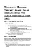 2026&sol;2027 Wisconsin Massage Therapy Board &lpar;MTBT&rpar; Rules & Statutes Exam&colon; The Elite Universal Test Bank &vert; 100&percnt; Pass Rate