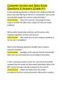 Customer Service and Sales Exam Questions & Answers &lpar;Grade A&plus;&rpar;&period;docx&NewLine;&NewLine;