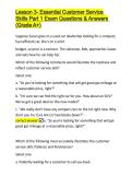 Lesson 3- Essential Customer Service Skills Part 1 Exam Questions & Answers &lpar;Grade A&plus;&rpar;&period;docx&NewLine;&NewLine;