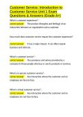 Customer Service Introduction to Customer Service Unit 1 Exam Questions & Answers &lpar;Grade A&plus;&rpar;&period;docx&NewLine;&NewLine;