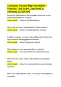 Customer Service Representative - Practice Test Exam Questions & Answers &lpar;Grade A&plus;&rpar;&period;docx&NewLine;&NewLine;