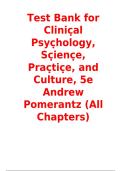 Test Bank for Clinical Psychology&colon; Science&comma; Practice&comma; and Culture 5th Edition by Andrew Pomerantz &vert; All Chapters Questions and Answers 2027&NewLine;