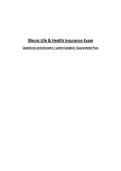Illinois Life & Health Insurance Exam&NewLine;Questions and Answers&vert; Latest Update&vert; Guaranteed Pass&NewLine;