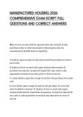 MANUFACTURED HOUSING 2026&NewLine;COMPREHENSIVE EXAM SCRIPT FULL&NewLine;QUESTIONS AND CORRECT ANSWERS
