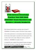 FTCE General Knowledge &lpar;GK&rpar; Math 2026&sol;2027 &vert; 35&plus; Practice Questions & Answers &vert; Algebra&comma; Geometry&comma; Statistics&comma; Probability & Measurement &vert; Florida Teacher Certification Examinations