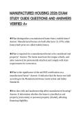 MANUFACTURED HOUSING 2026 EXAM&NewLine;STUDY GUIDE QUESTIONS AND ANSWERS&NewLine;VERIFIED A&plus;