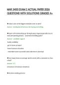 MAR 3400 EXAM 2 ACTUAL PAPER 2026&NewLine;QUESTIONS WITH SOLUTIONS GRADED A&plus;
