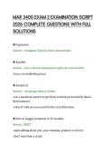 MAR 3400 EXAM 2 EXAMINATION SCRIPT&NewLine;2026 COMPLETE QUESTIONS WITH FULL&NewLine;SOLUTIONS