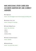 MAR 3400 EXAM 2 STUDY GUIDE 2026&NewLine;ACCURATE QUESTION SET AND CORRECT&NewLine;ANSWERS&NewLine;