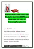 Medical Assistant State Test 2026&sol;2027 &vert; 250&plus; Questions & Answers &vert; Medical Terminology&comma; Clinical Procedures&comma; Law&comma; CPR&comma; Coding & Insurance