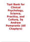 Test Bank for Clinical Psychology&colon; Science&comma; Practice&comma; and Culture 5th Edition by Andrew Pomerantz &vert; All Chapters Questions and Answers 2027