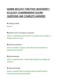 MARINE BIOLOGY&colon; FUNCTION&comma; BIODIVERSITY&comma;&NewLine;ECOLOGY COMPREHENSIVE SOLVED&NewLine;QUESTIONS AND COMPLETE ANSWERS