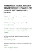 MARINE BIOLOGY&colon; FUNCTION&comma; BIODIVERSITY&comma;&NewLine;ECOLOGY CERTIFICATION EVALUATION TEST&NewLine;COMPLETE QUESTIONS AND CORRECT&NewLine;ANSWERS