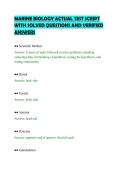 MARINE BIOLOGY ACTUAL TEST SCRIPT&NewLine;WITH SOLVED QUESTIONS AND VERIFIED&NewLine;ANSWERS&NewLine;