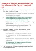 Colorado POST Certification Exam 2026 &vert; Verified Questions and Answers &vert; Latest Update &vert; Law Enforcement Officer Exam Prep