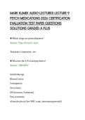 MARK KLIMEK AUDIO LECTURES LECTURE 9&NewLine;PSYCH MEDICATIONS 2026 CERTIFICATION&NewLine;EVALUATION TEST PAPER QUESTIONS&NewLine;SOLUTIONS GRADED A PLUS