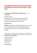 TEXAS PRINCIPLES OF REAL ESTATE 1 EXAM QUESTIONS 200 COMPREHENSIVE EXAM QUESTIONS COVERING ALL TESTED TOPICS