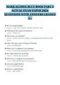 MARK KLIMEK BLUE BOOK PART 2&NewLine;ACTUAL EXAM PAPER 2026&NewLine;QUESTIONS WITH ANSWERS GRADED&NewLine;A&plus;&NewLine;