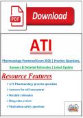 ATI Pharmacology Proctored Exam 2026 &vert; Practice Questions&comma; Answers & Detailed Rationales &vert; Latest Update