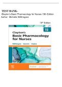 TEST BANK-&NewLine;Clayton&rsquo;s Basic Pharmacology for Nurses 19th Edition Author&colon; Michelle Willihnganz&vert;&vert;NEWEST EDITION &lpar;2026&rpar;