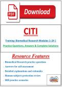 CITI Training&colon; Biomedical Research Modules 1&ndash;24 &vert; Practice Questions&comma; Answers & Complete Solutions With Rationales