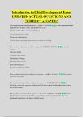 Introduction to Child Development Exam &NewLine;UPDATED ACTUAL QUESTIONS AND &NewLine;CORRECT ANSWERS