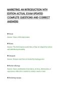 MARKETING AN INTRODUCTION 14TH&NewLine;EDITION ACTUAL EXAM UPDATED&NewLine;COMPLETE QUESTIONS AND CORRECT&NewLine;ANSWERS&NewLine;