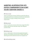 MARKETING AN INTRODUCTION 14TH&NewLine;EDITION COMPREHENSIVE EXAM SCRIPT&NewLine;SOLVED QUESTIONS GRADED A&plus;