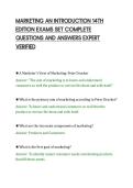 MARKETING AN INTRODUCTION 14TH&NewLine;EDITION EXAMS SET COMPLETE&NewLine;QUESTIONS AND ANSWERS EXPERT&NewLine;VERIFIED&NewLine;