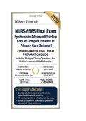 NURS 6565 Midterm & Final Exam Bundle &vert; Synthesis in Advanced Practice Care of Complex Patients in Primary Care Settings I Questions And Answers 2026&sol;2027 Walden University